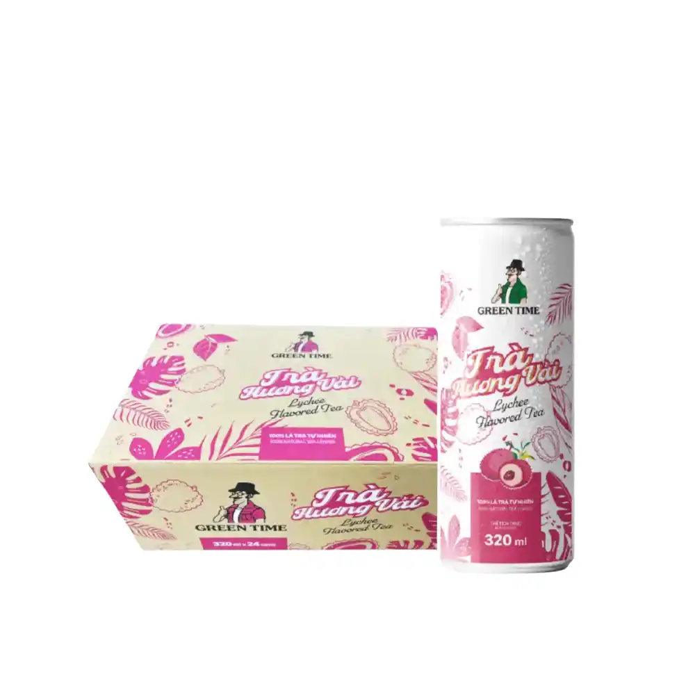 Thùng 24 lon Trà Greentime hương vải 320ml
