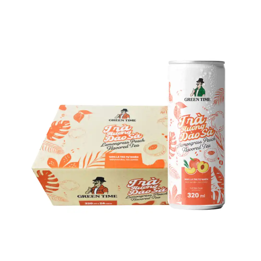 Thùng 24 lon trà Greentime hương đào sả 320ml