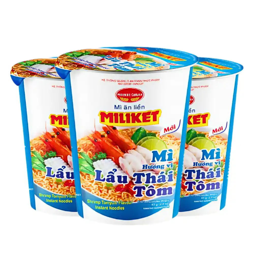 Thùng 24 ly mì Miliket vị lẩu thái tôm ly 65g
