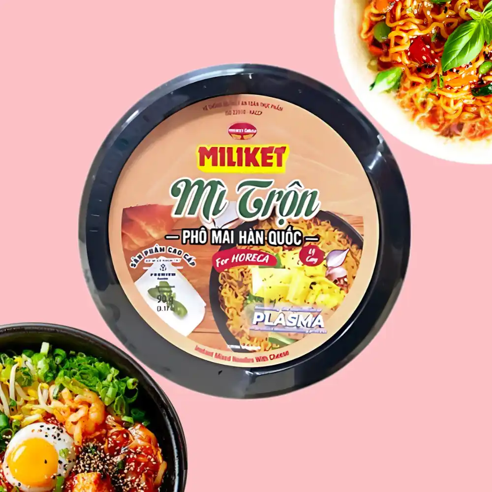 Thùng 24 tô mì trộn Miliket vị spaghetti/phô mai tô 90g
