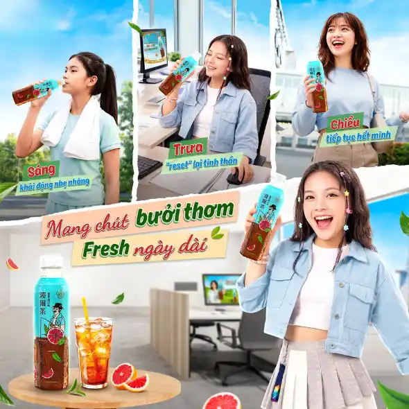 Thùng 24 chai trà Green Time hương bưởi 580ml