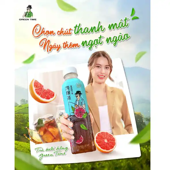 Thùng 24 chai trà Green Time hương bưởi 580ml
