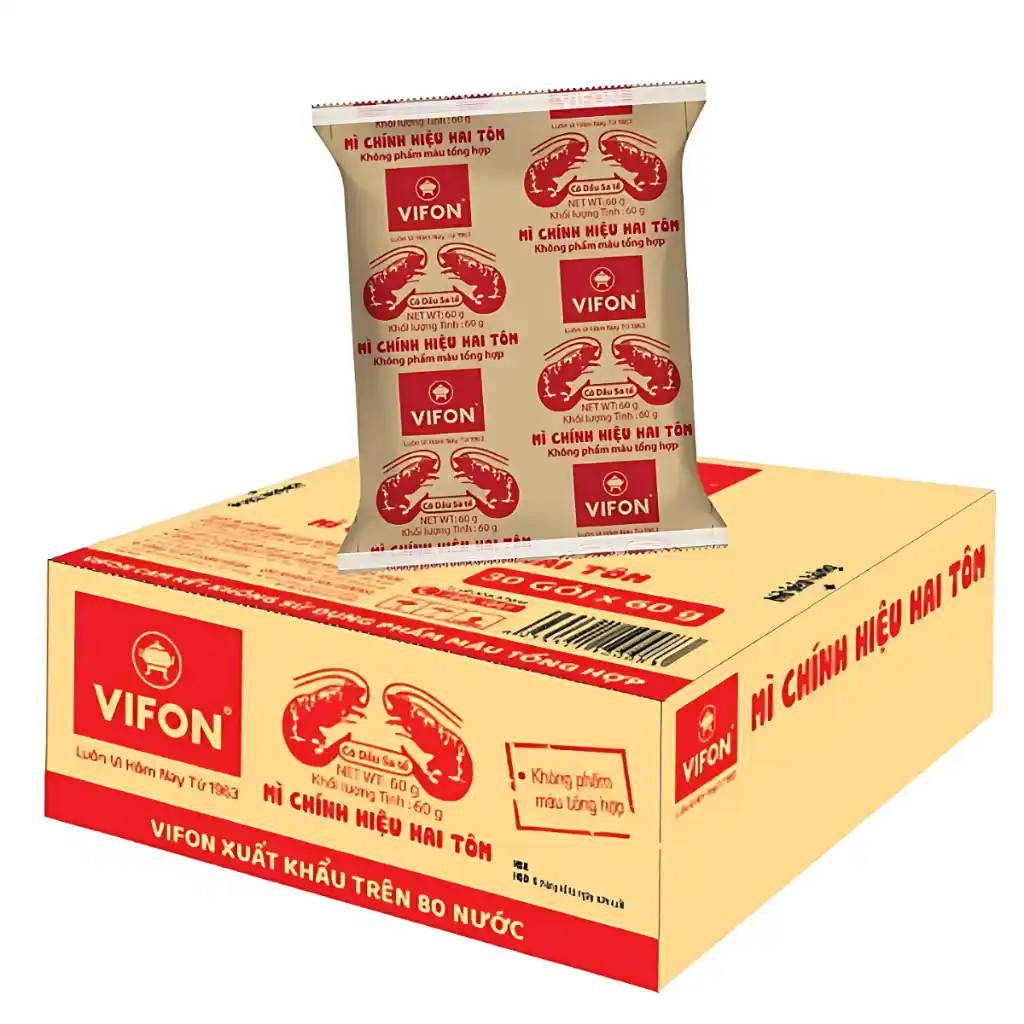 Thùng 30 gói mì chính hiệu Hai Tôm Vifon gói 60g