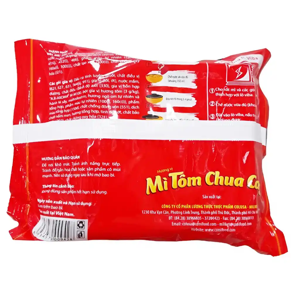 Thùng 30 gói mì Miliket tôm chua cay gói 65g