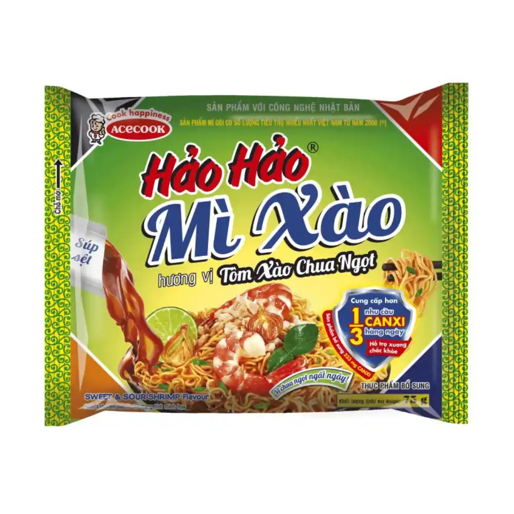 Thùng 30 gói mì xào khô Hảo Hảo tôm chua ngọt/tôm hành gói 75g