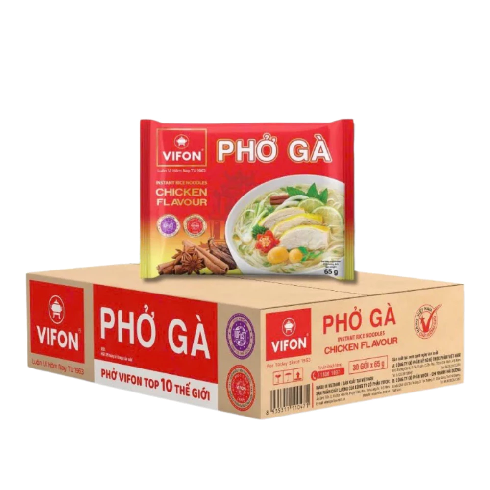 Thùng 30 gói phở bò/gà/chay rau nấm Vifon 65g