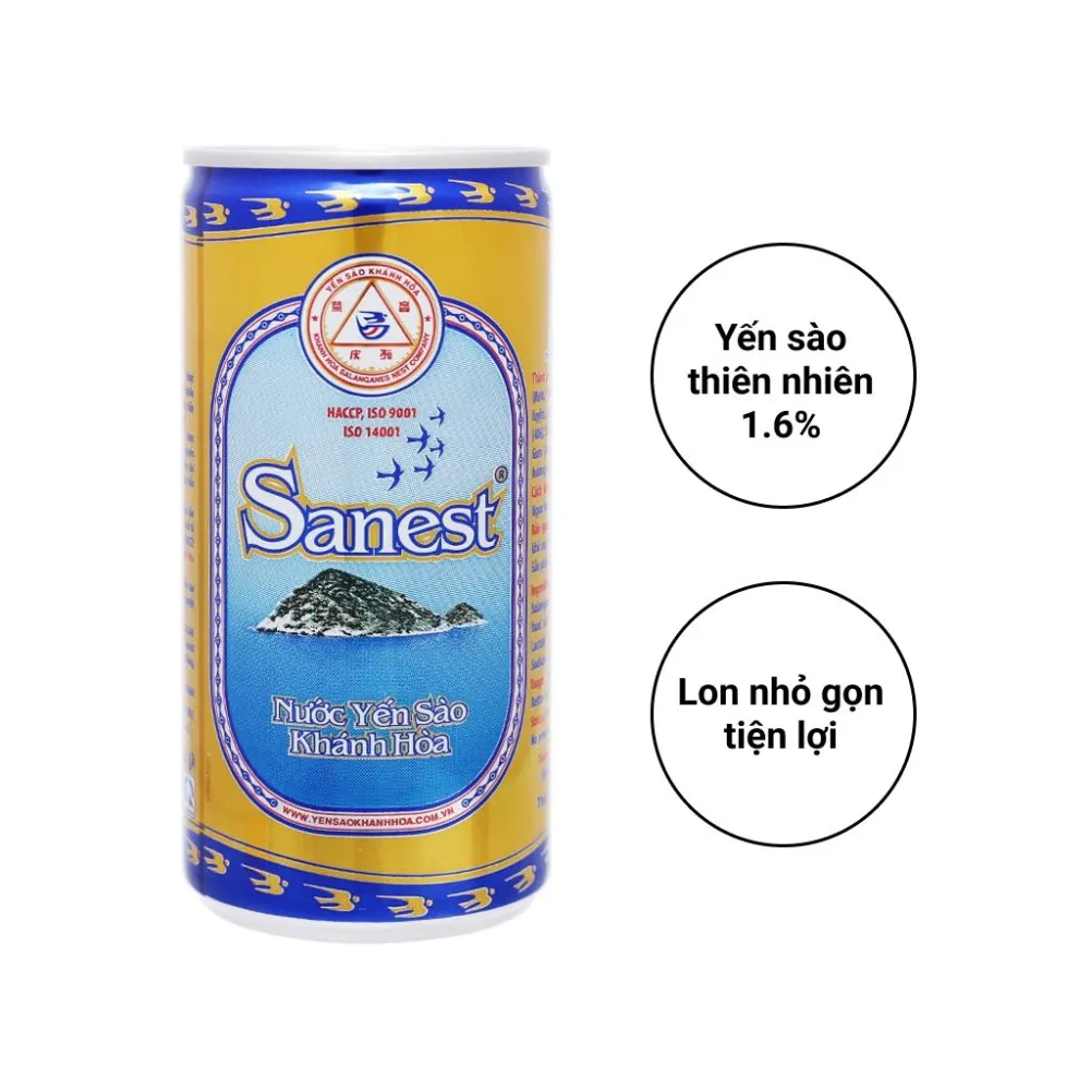 Thùng 30 lon nước yến sào Khánh Hoà Sanest có đường 190ml