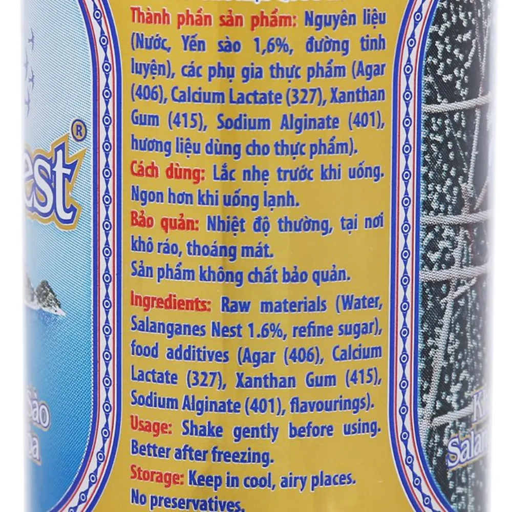 Thùng 30 lon nước yến sào Khánh Hoà Sanest có đường 190ml