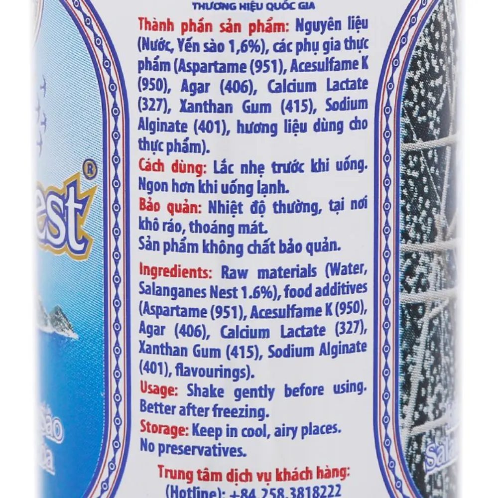 Thùng 30 lon nước yến sào Khánh Hoà Sanest không đường 190ml