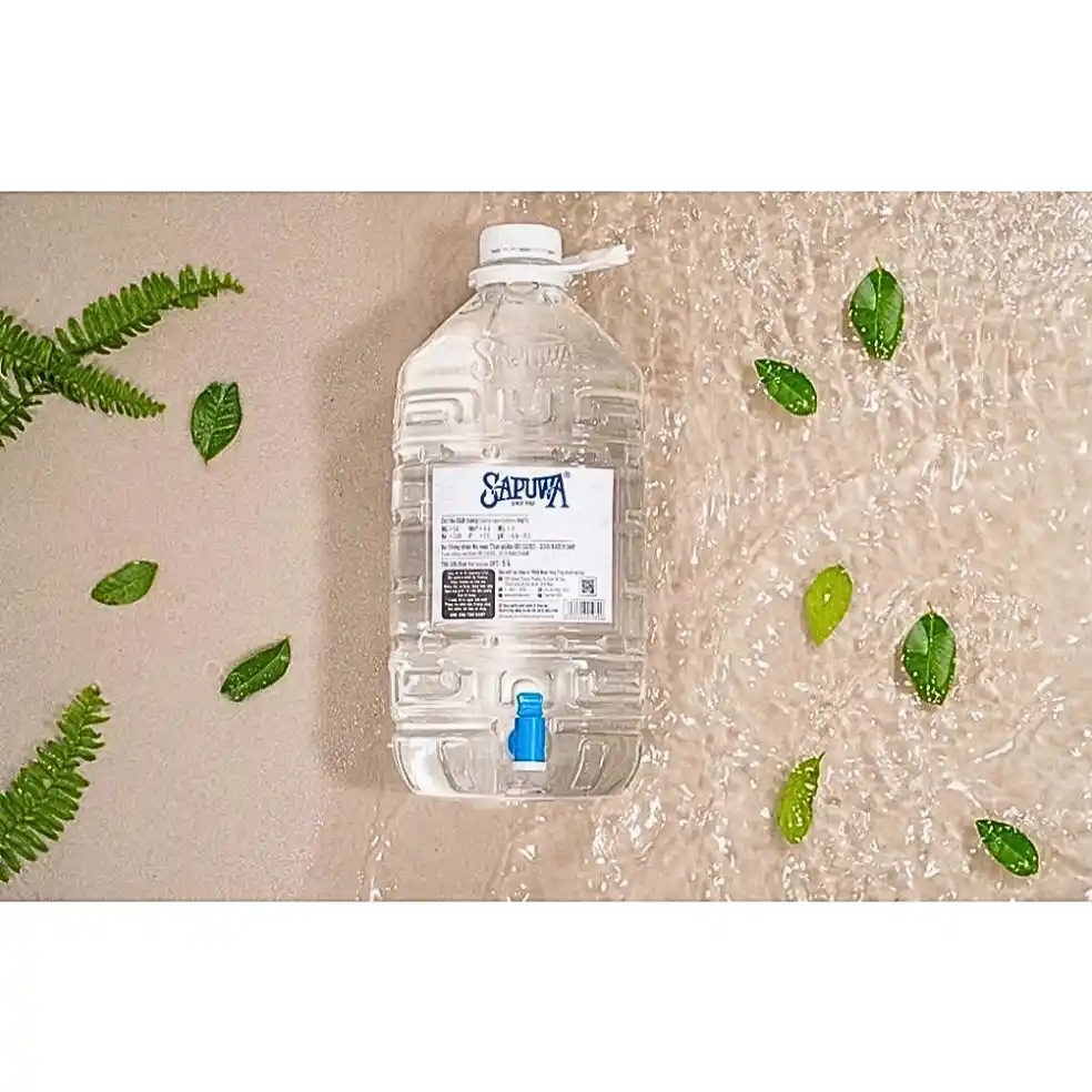 Thùng 4 bình nước uống tinh khiết Sapuwa 5L có vòi