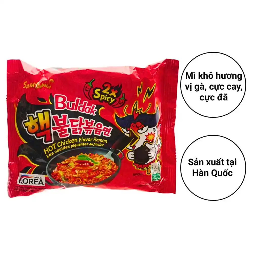 Thùng 40 gói mì khô gà cực cay Samyang 140g