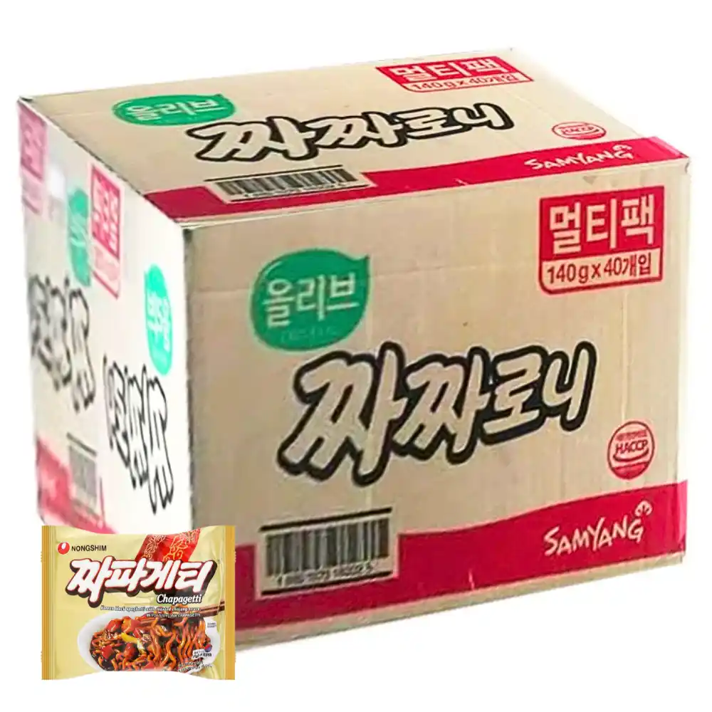 Thùng 40 gói mì trộn tương đen Chapagetti/tương đen cay Sachun Nongshim gói 137g/140g