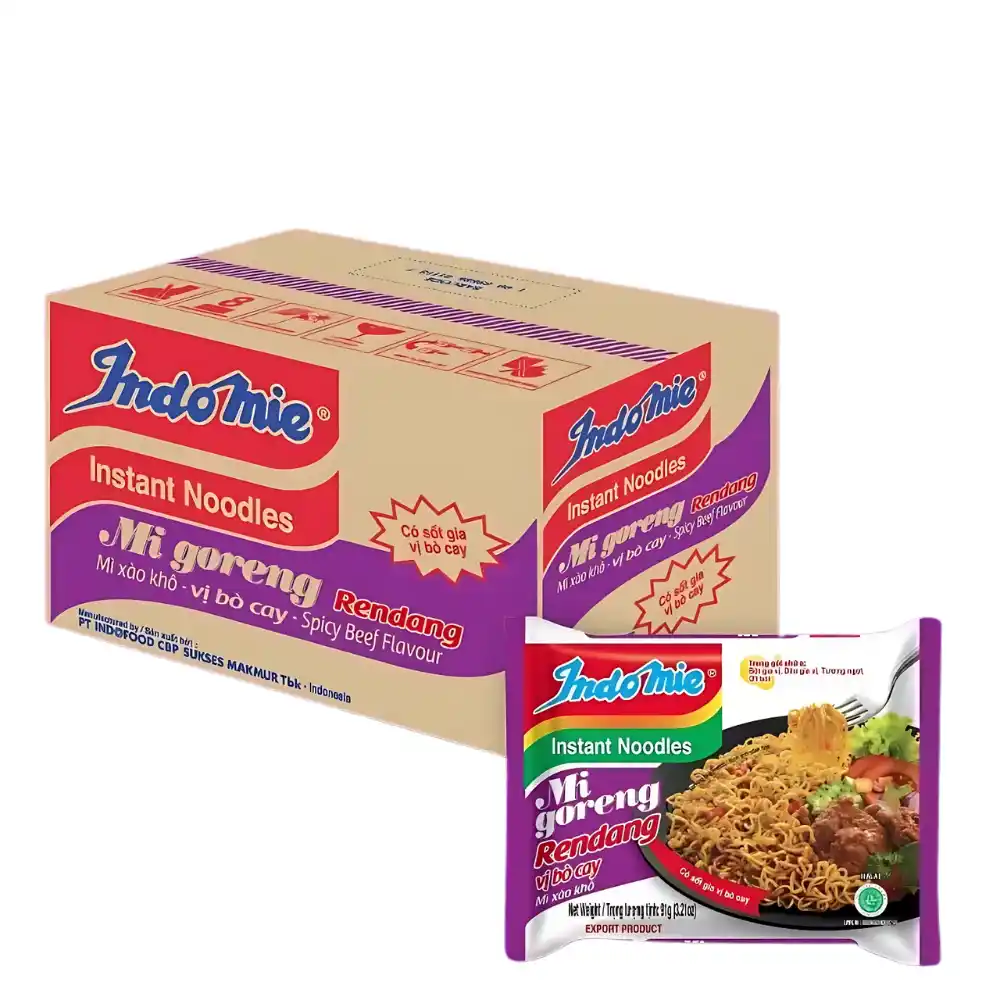 Thùng 40 gói mì xào khô Indomie vị đặc biệt/cay nồng/bò cay/sườn gói 85g