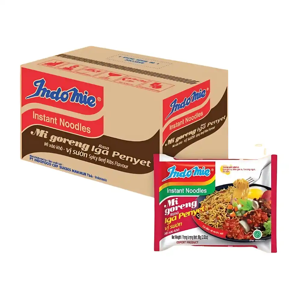 Thùng 40 gói mì xào khô Indomie vị đặc biệt/cay nồng/bò cay/sườn gói 85g