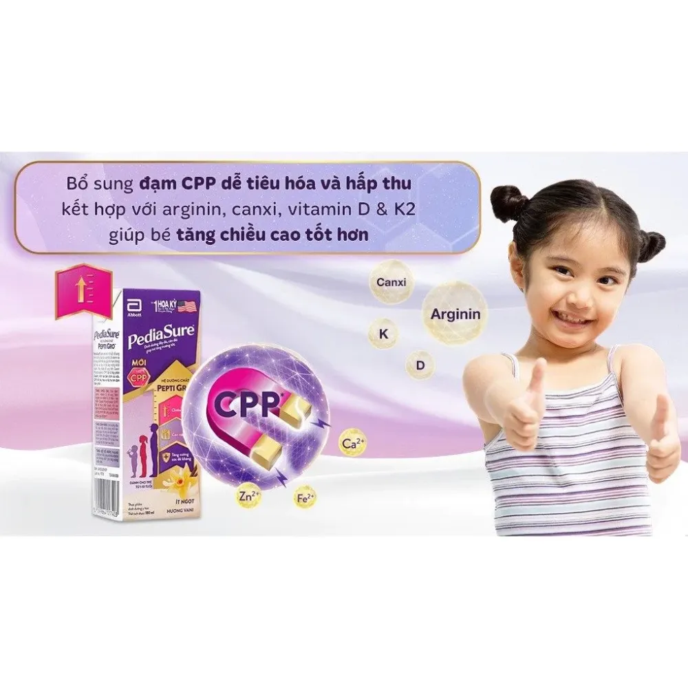 [Thùng 48 hộp] Sữa bột pha sẵn Abbott Pediasure hương vani 180ml cho bé 1 - 10 tuổi