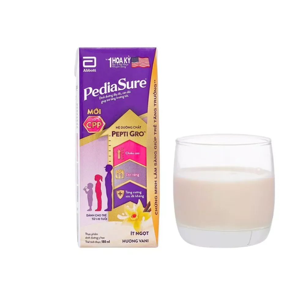 [Thùng 48 hộp] Sữa bột pha sẵn Abbott Pediasure hương vani 110ml cho bé 1 - 10 tuổi