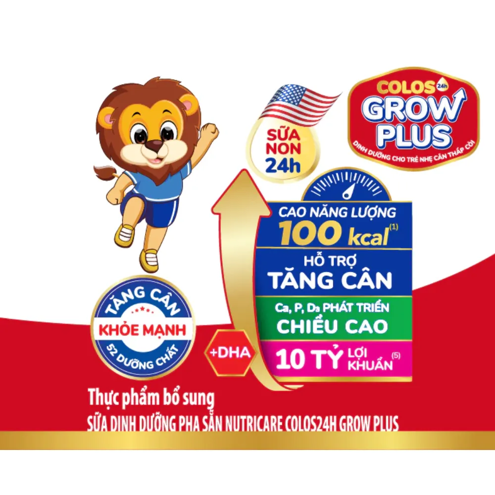 Thùng 48 hộp sữa bột pha sẵn Colos 24h Grow Plus 180ml