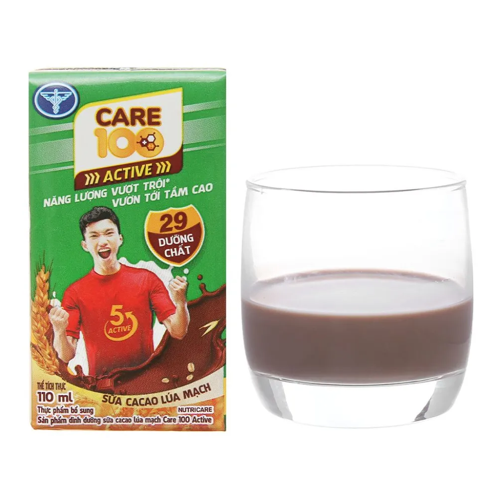 Thùng 48 hộp sữa cacao lúa mạch Care 100 Active 110ml