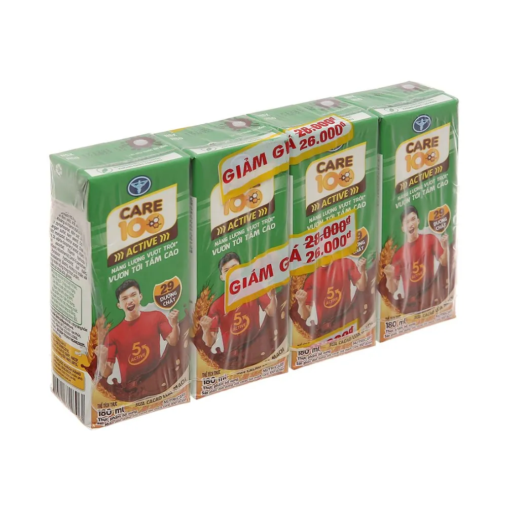 Thùng 48 hộp sữa cacao lúa mạch Care 100 Active 180ml