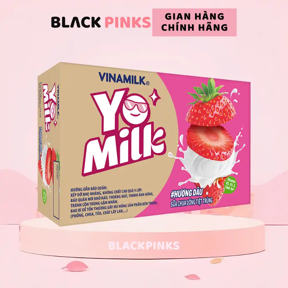 Thùng 48 hộp sữa chua uống tiệt trùng Vinamilk Yomilk hương cam/dâu/việt quất bạc hà 170ml