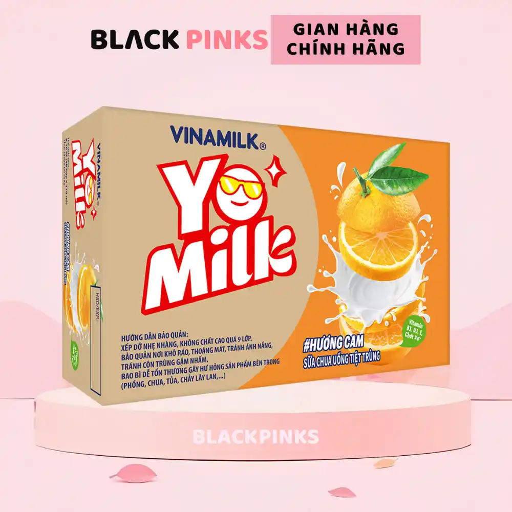 Thùng 48 hộp sữa chua uống tiệt trùng Vinamilk Yomilk hương cam/dâu/việt quất bạc hà 170ml