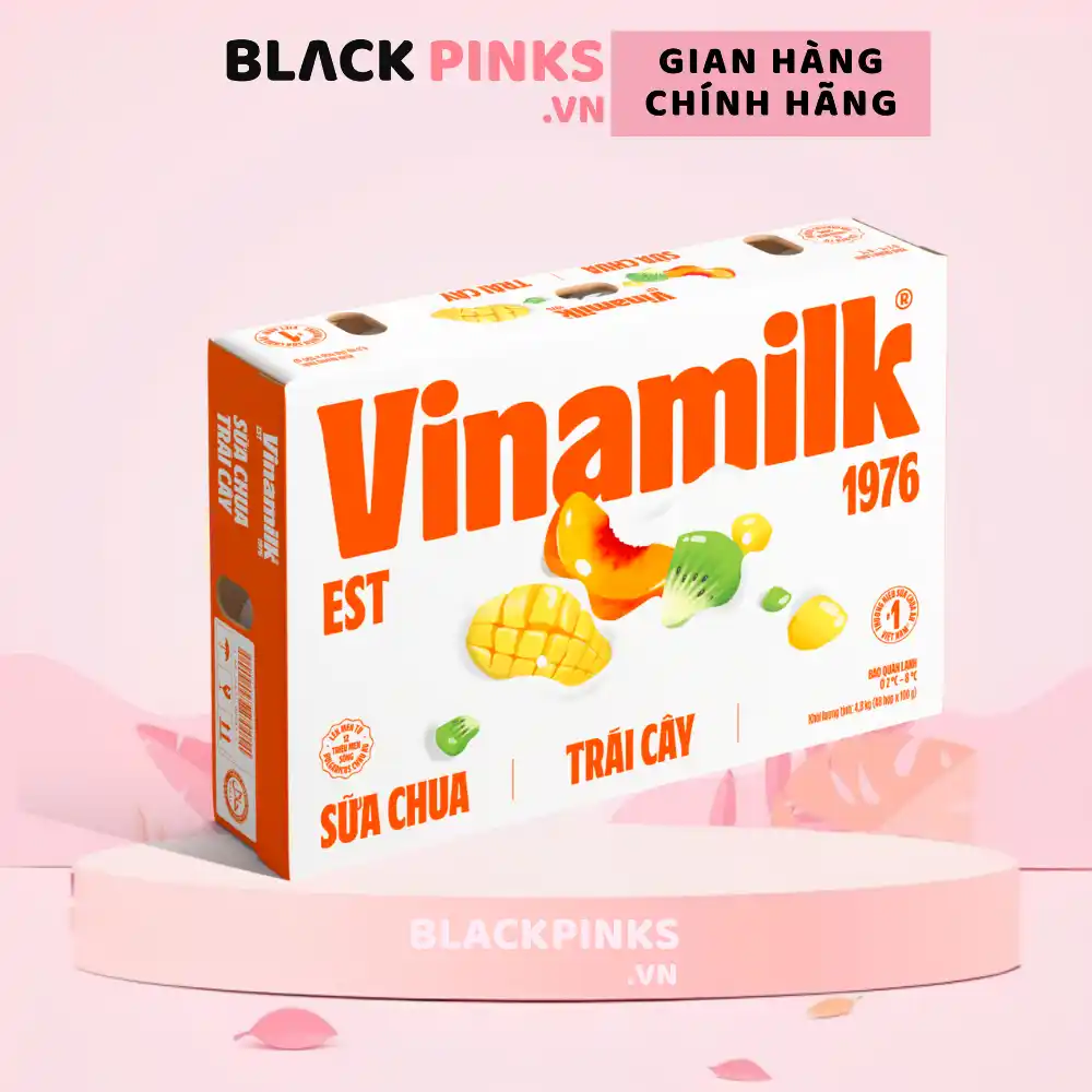 Thùng 48 hộp sữa chua Vinamilk trái cây/dâu/lựu đỏ ít đường/nếp cẩm/trân châu đường đen 100g