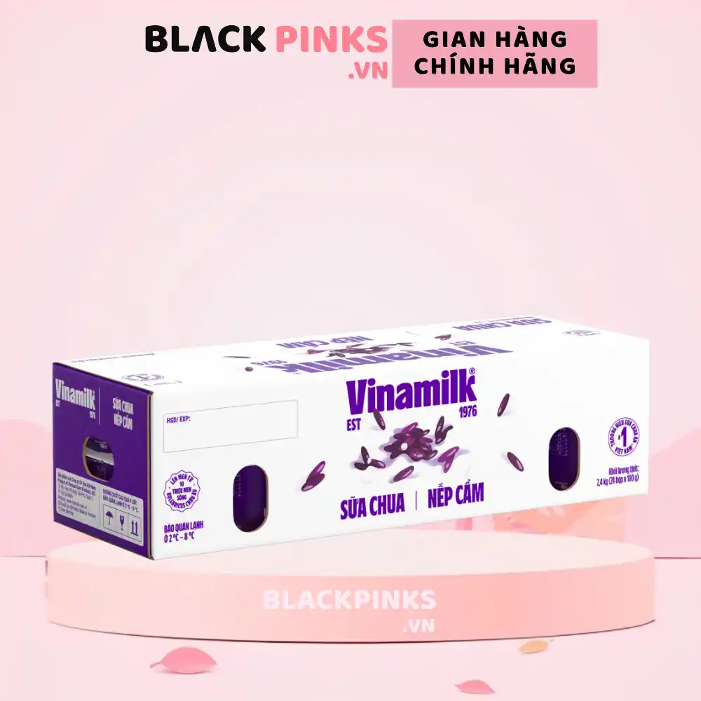 Thùng 48 hộp sữa chua Vinamilk trái cây/dâu/lựu đỏ ít đường/nếp cẩm/trân châu đường đen 100g