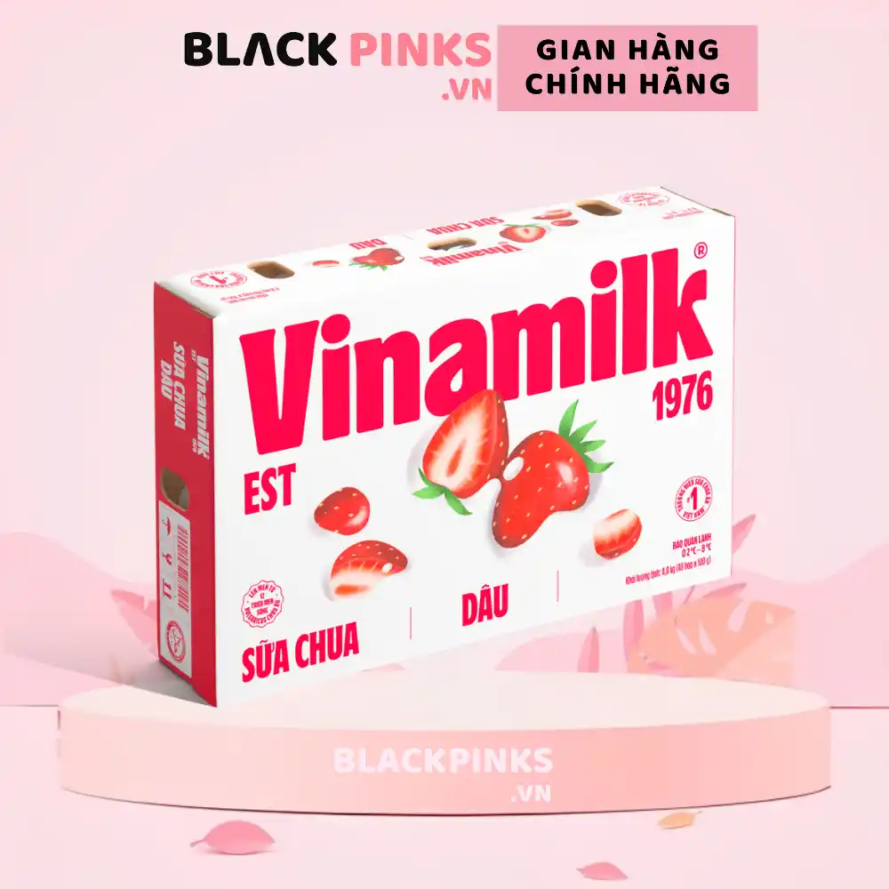 Thùng 48 hộp sữa chua Vinamilk trái cây/dâu/lựu đỏ ít đường/nếp cẩm/trân châu đường đen 100g