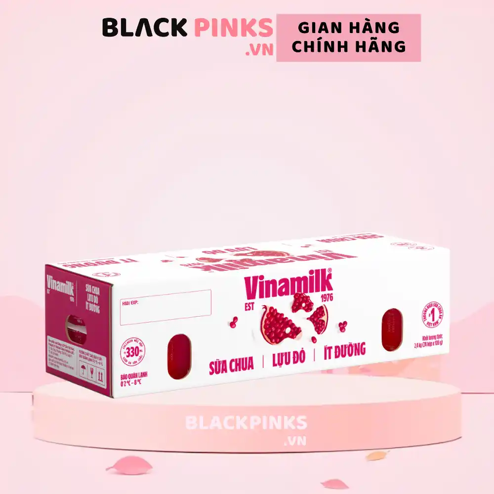 Thùng 48 hộp sữa chua Vinamilk trái cây/dâu/lựu đỏ ít đường/nếp cẩm/trân châu đường đen 100g