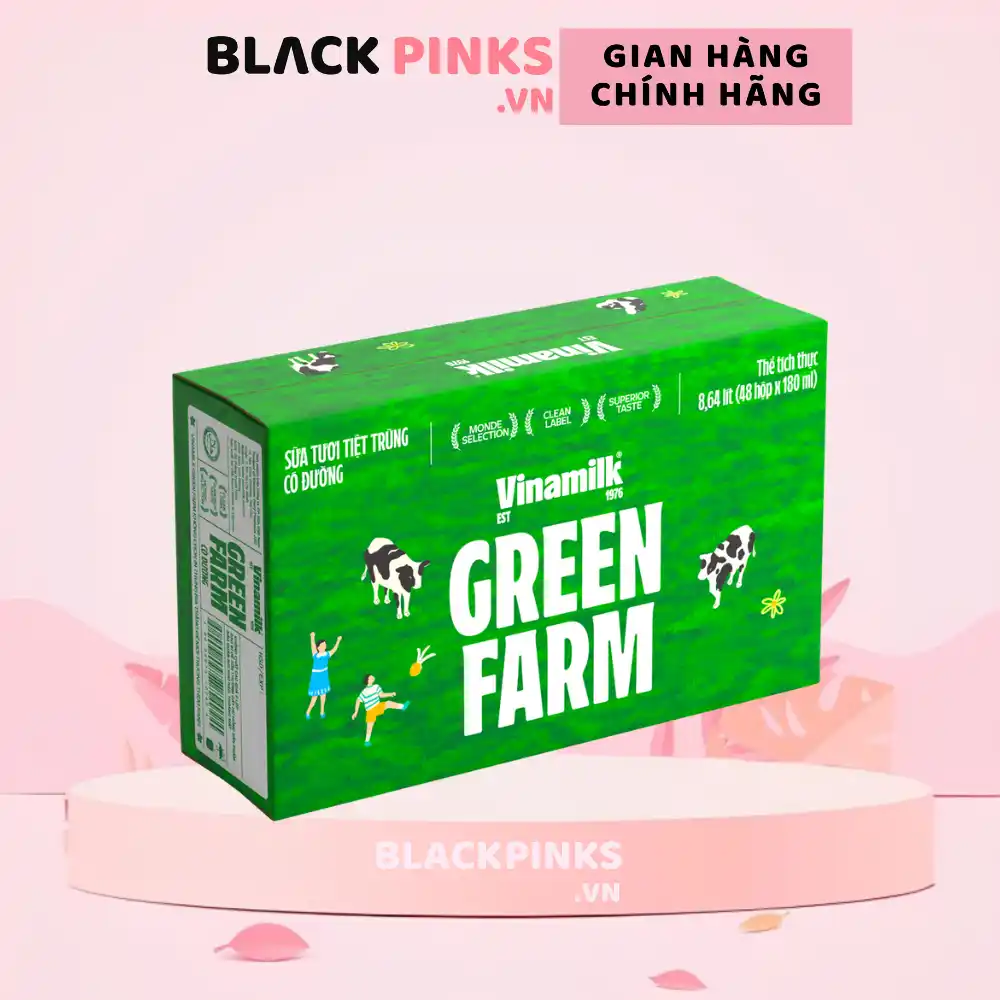 Thùng 48 hộp sữa tươi tiệt trùng Vinamilk Green Farm có đường/rất ít đường 110/180ml