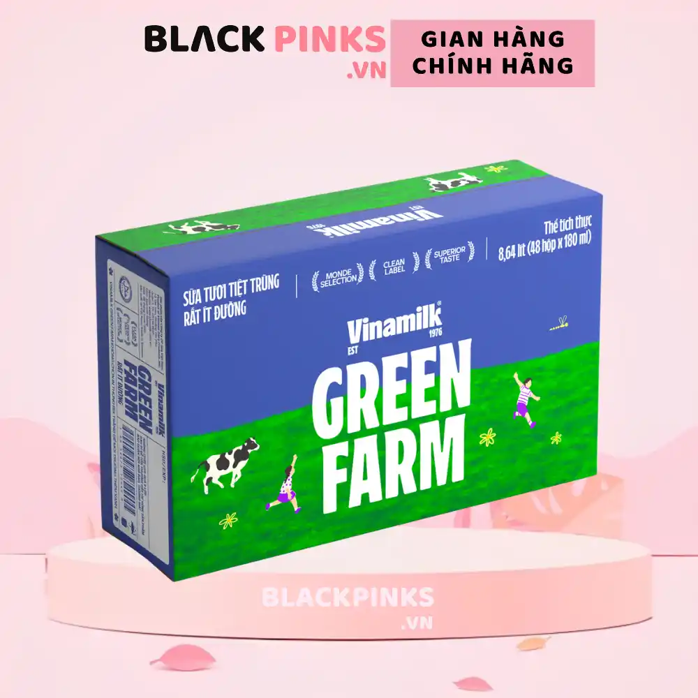 Thùng 48 hộp sữa tươi tiệt trùng Vinamilk Green Farm có đường/rất ít đường 110/180ml