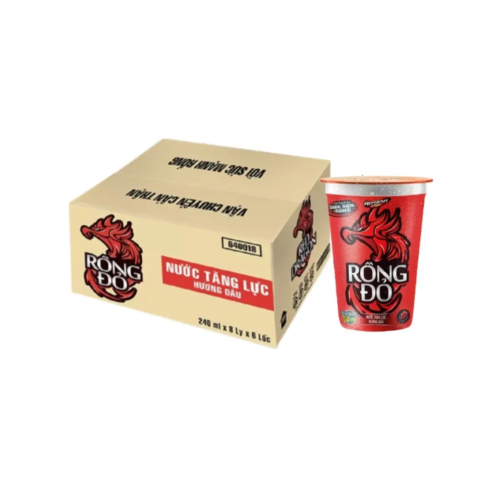 Thùng 48 ly tăng lực Rồng Đỏ dâu 220ml