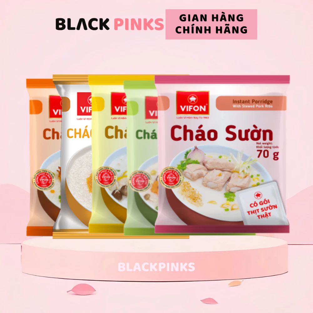 Thùng 50 gói cháo sườn/thịt bò/thịt bằm/thịt gà/trứng muối/nấm đông cô Vifon 70g