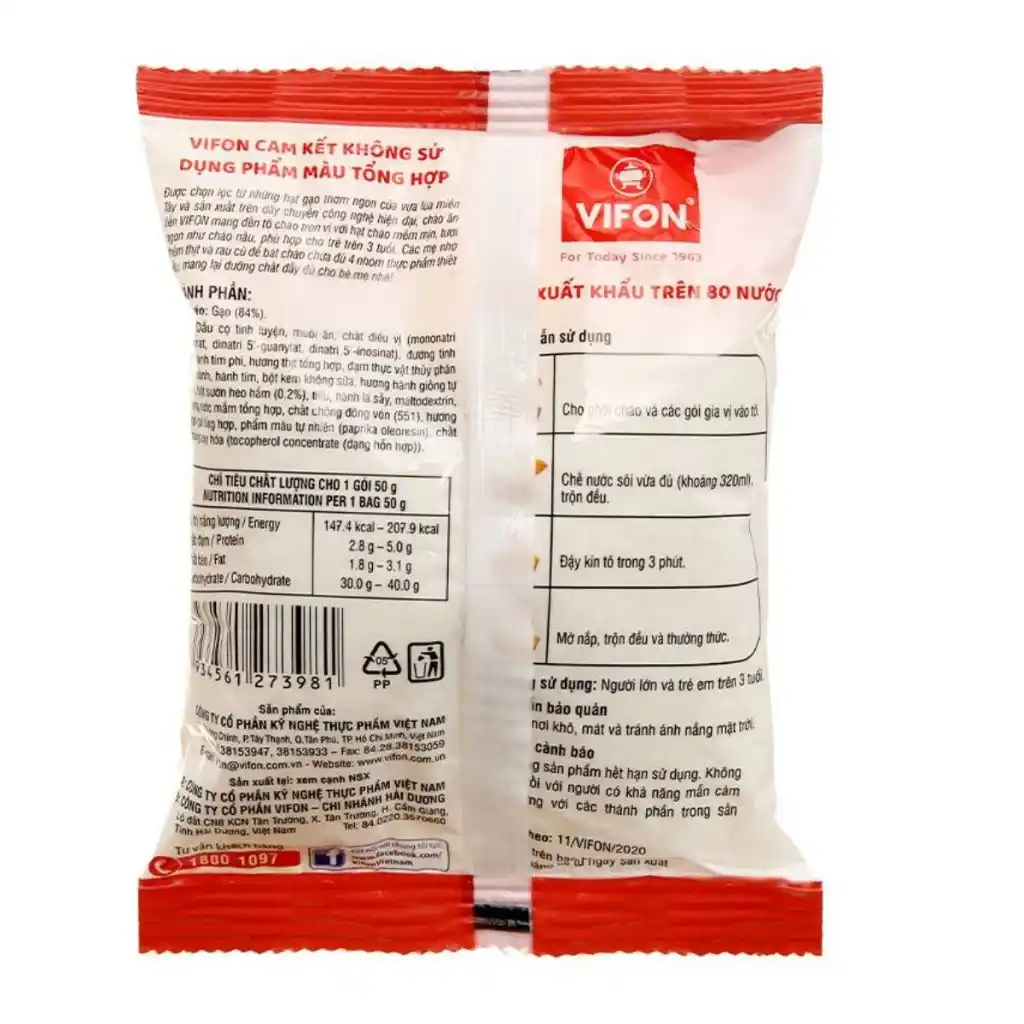Thùng 50 gói cháo thịt bằm/gà/cá Vifon 50g