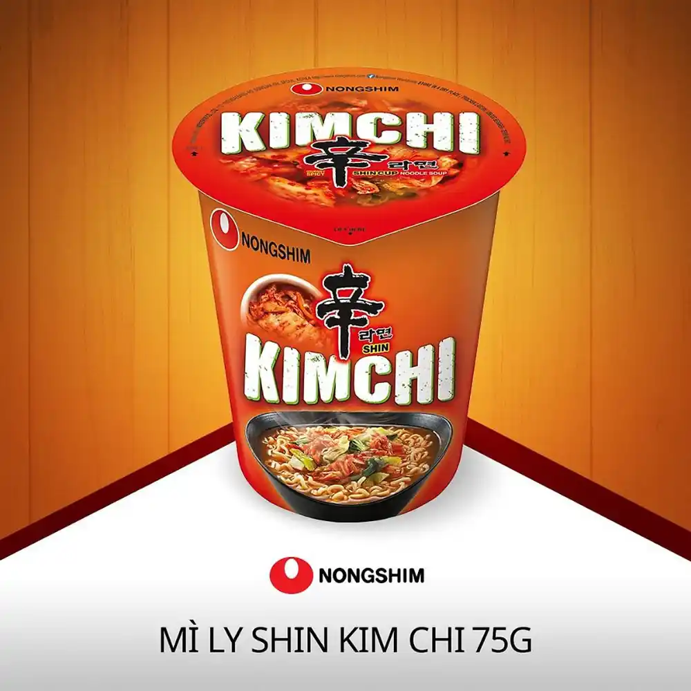 Thùng 6/12 ly mì cay Shin kim chi Nongshim ly 67g