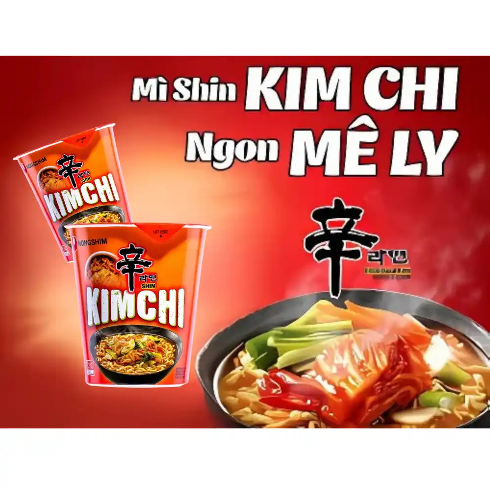 Thùng 6/12 ly mì cay Shin kim chi Nongshim ly 67g
