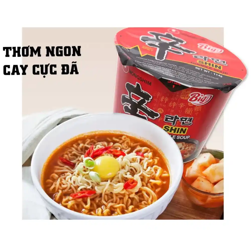 Thùng 6/12 ly mì cay Shin red Nongshim ly 67g