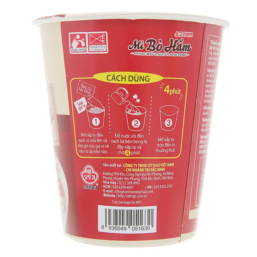 Thùng mì bò hầm Ottogi 120g/62g