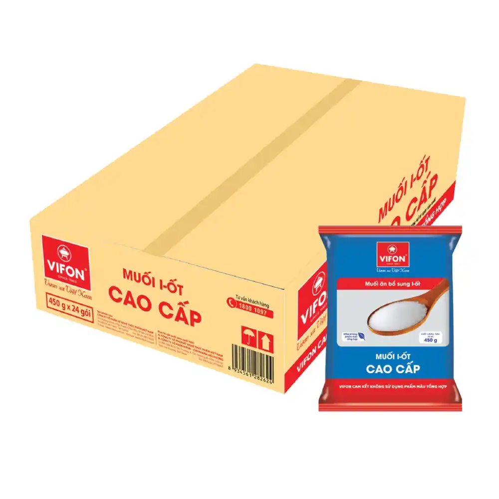 Thùng muối I-ốt cao cấp Vifon gói 450g/950g
