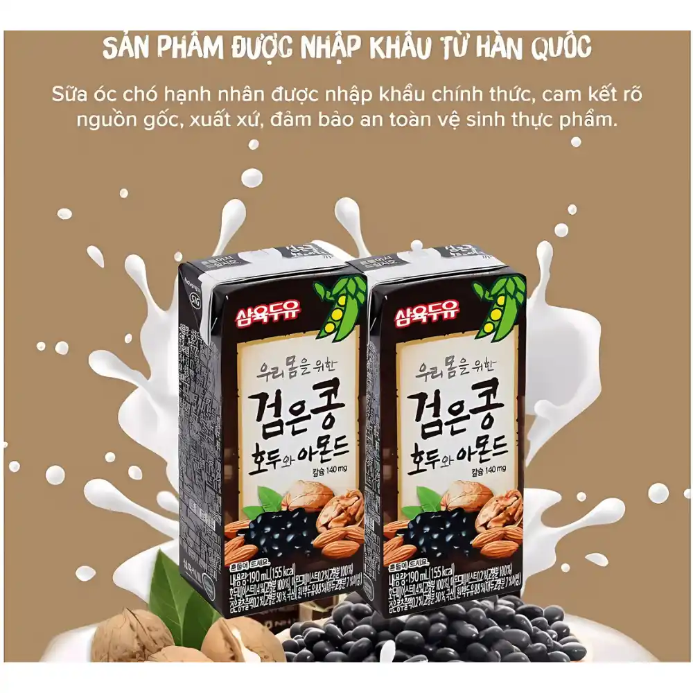 Thùng sữa đậu đen óc chó hạnh nhân Sahmyook 190ml