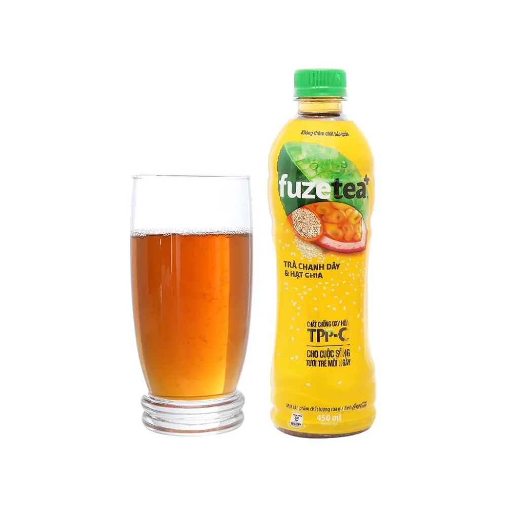 Trà chanh dây hạt chia Fuzetea+ 350ml