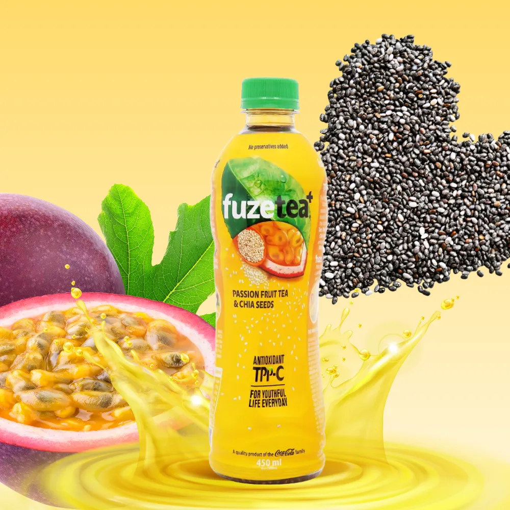 Trà chanh dây hạt chia Fuzetea+ 450ml