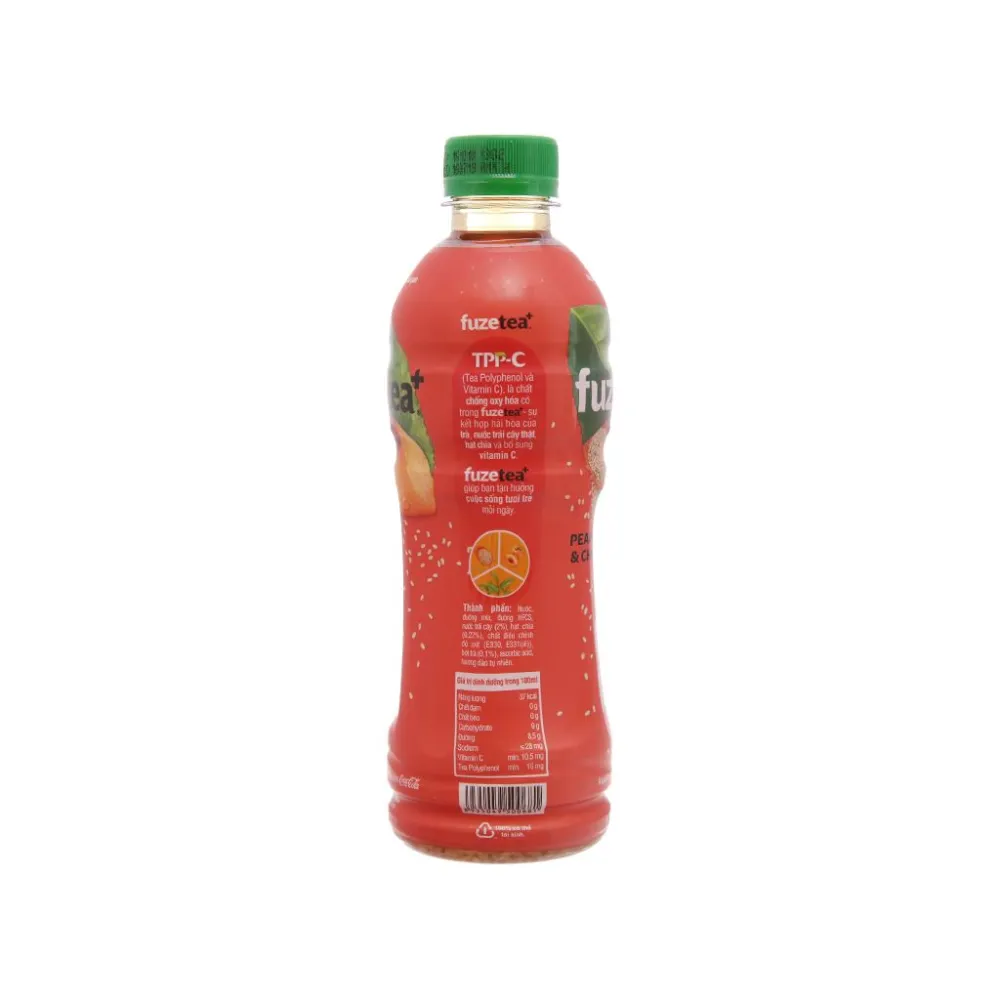 Trà đào hạt chia Fuzetea+ 350ml