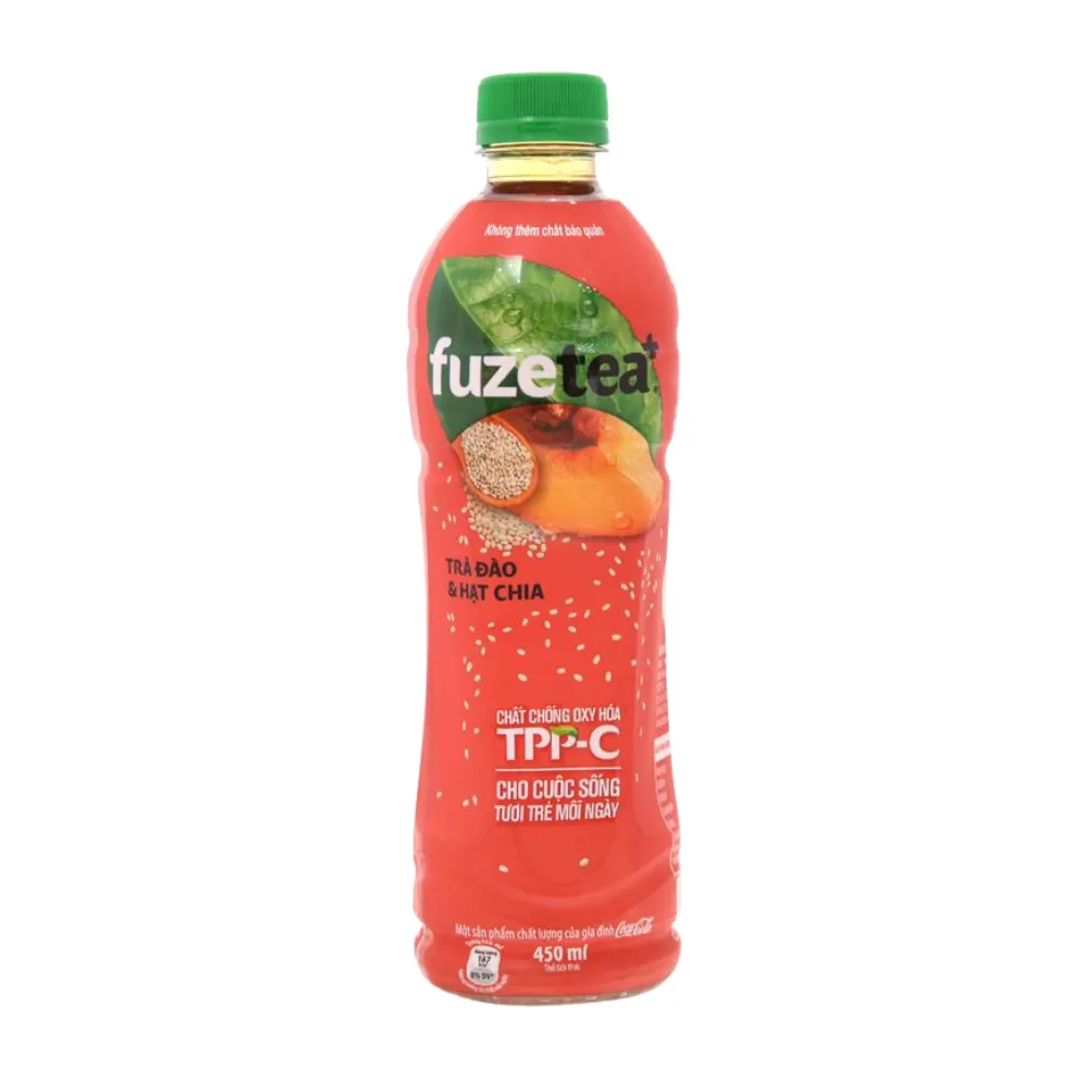 Trà đào hạt chia Fuzetea+ 450ml