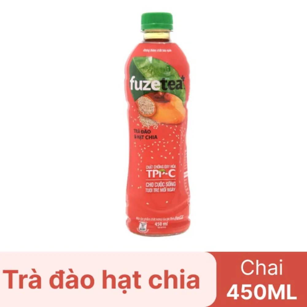 Trà đào hạt chia Fuzetea+ 450ml