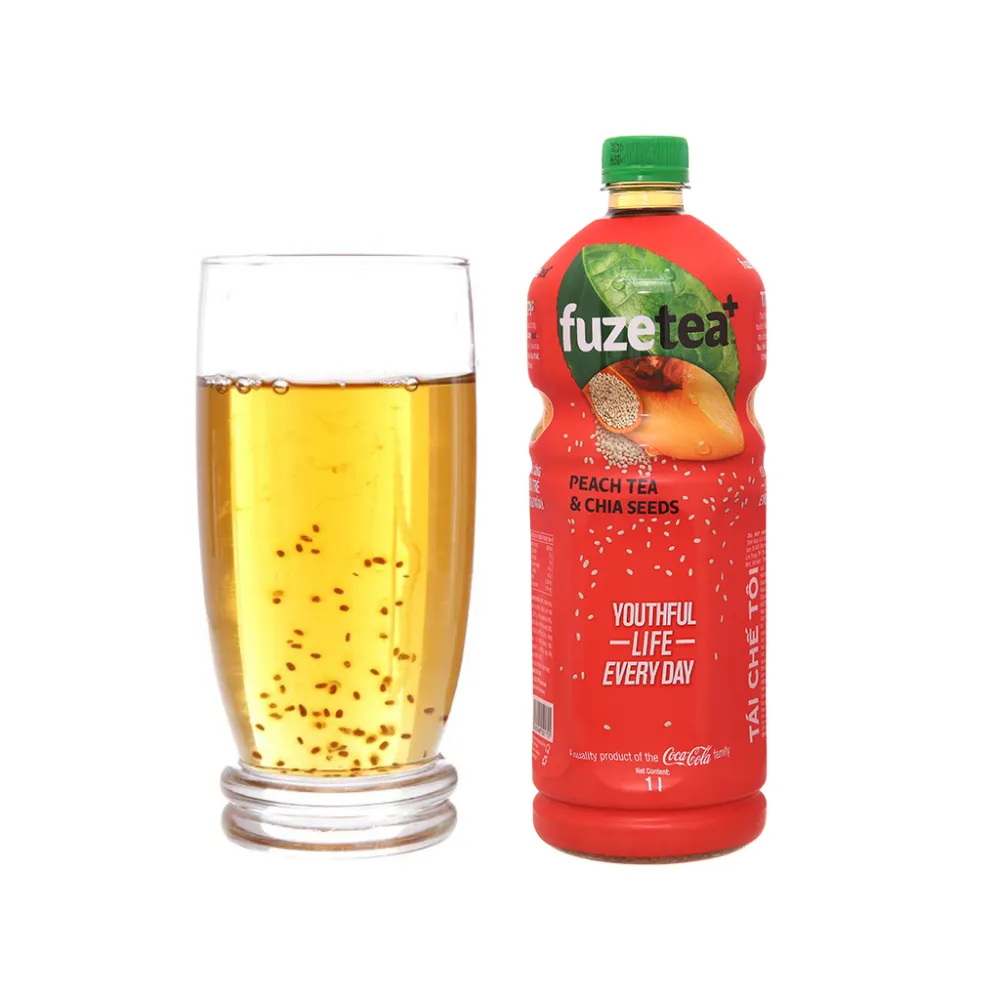 Trà đào hạt chia Fuzetea+ 450ml