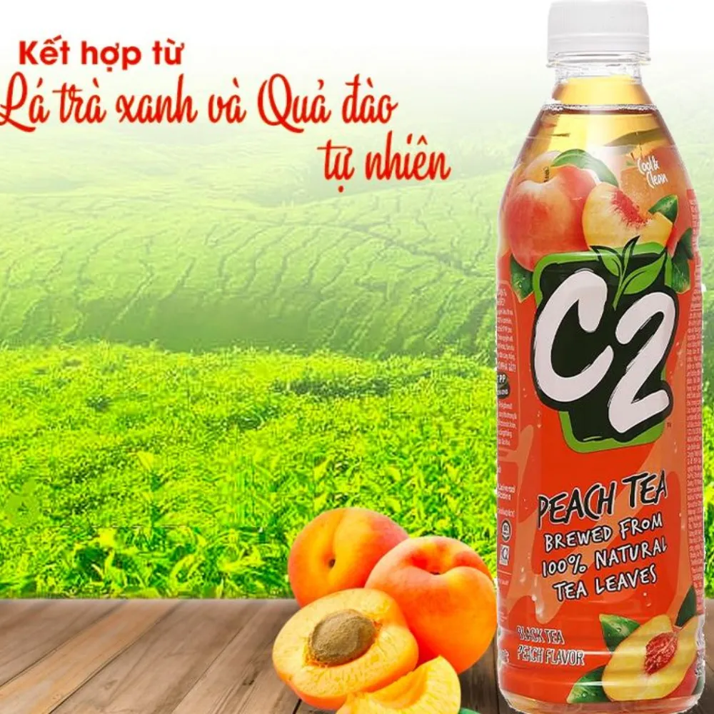 Trà đen C2 hương đào chai 455ml