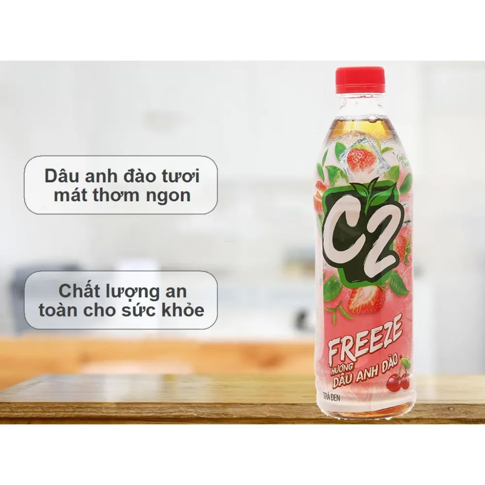 Trà đen C2 hương dâu anh đào chai 455ml