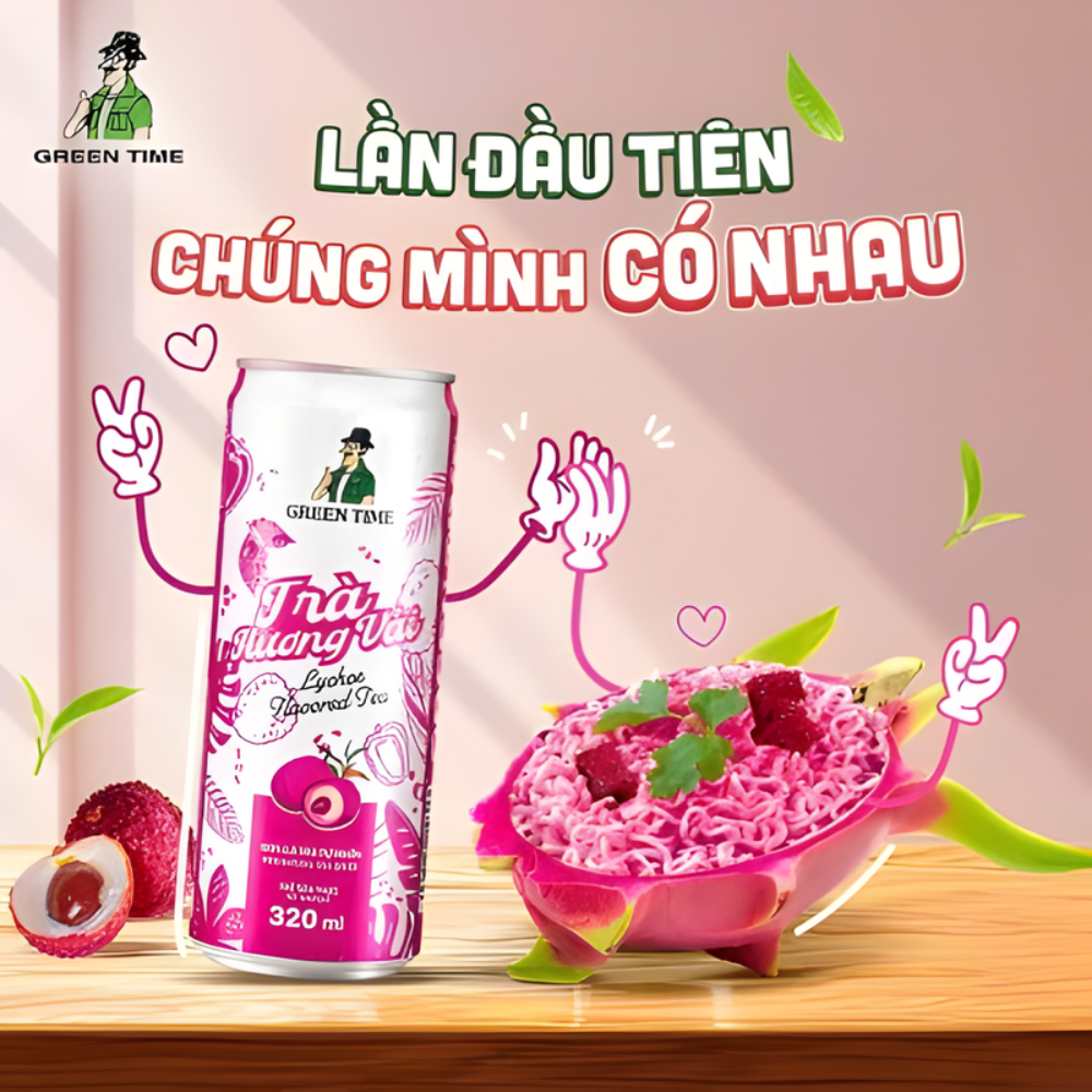 Lốc 12 lon trà Greentime hương vải 320ml
