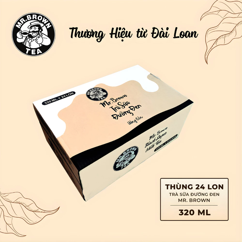 Thùng 24 lon trà sữa Mr.Brown đường đen 320ml